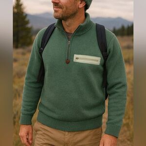 Patagonia Alpiniste Lambswool Sweater – Vintage Green, Size L
